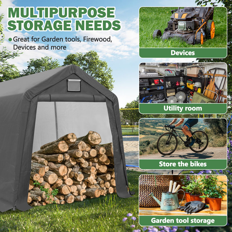 7FT*12FT Outdoor Storage Shelter Shed - Heavy Duty Storage Tent with Roll-up Ventilated Windows, 7FT*12FT
