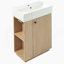 Meuble-lavabo de 21,6 po avec lavabo en céramique, armoire moderne autoportante à grain droit avec rangement ouvert et fermé pour les petites salles de bain