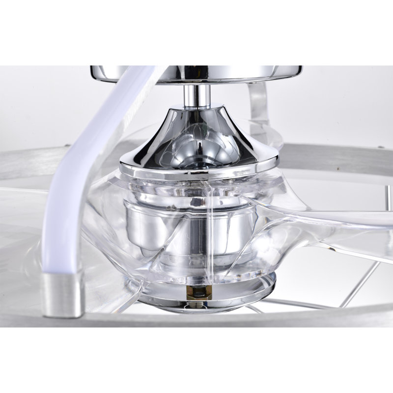 24.87'' Ceiling Fan with LED Lights, Chrome Polish