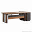 Bureau de direction en L de 63 pouces avec classeur, tiroirs et tablettes de rangement ouvertes
