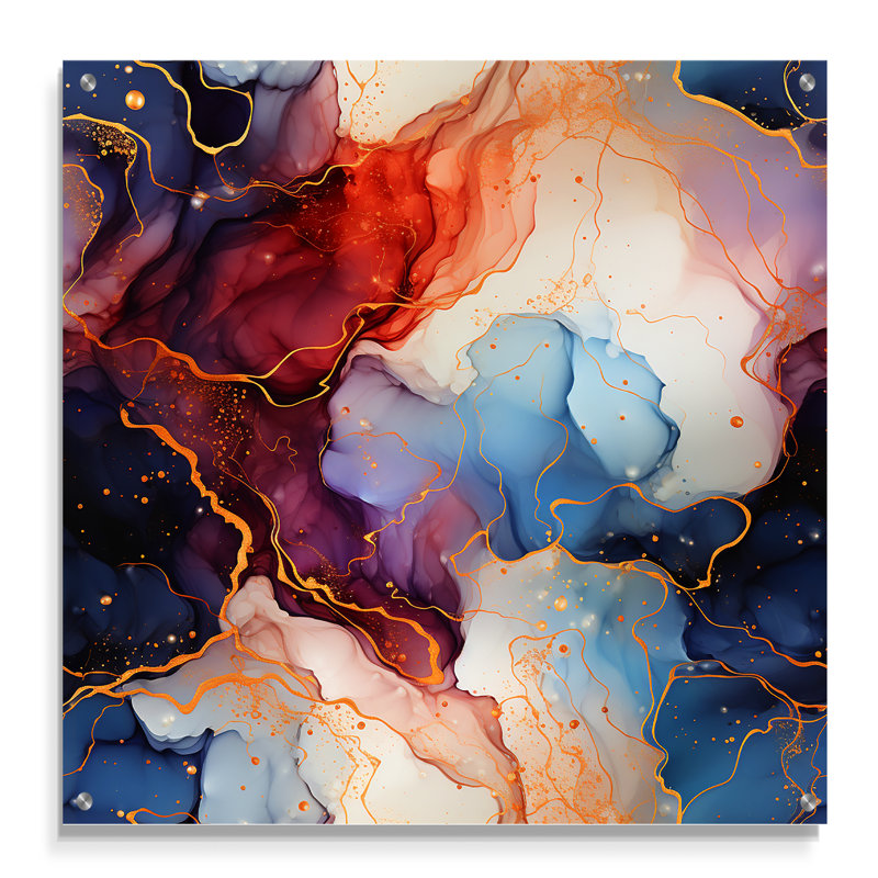 Kirkham - art mural abstrait en acrylique, H 30 po x l 30 po