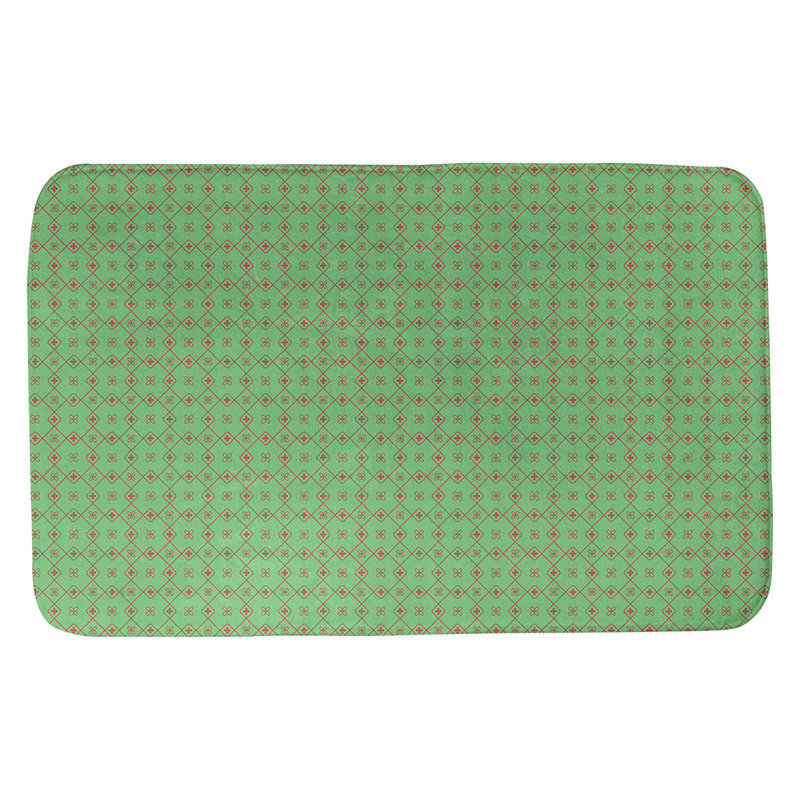 Tapis de bain antidérapant rectangulaire en forme de napperon de style Elizabeth bueschel, l 17 po x L 24 po, Vert / Rouge