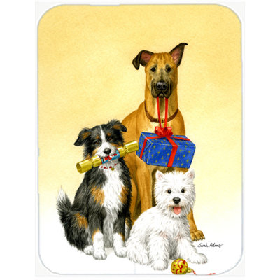 East Urban Home Westie, German Shepherd and Aussie Glass Cutting Board