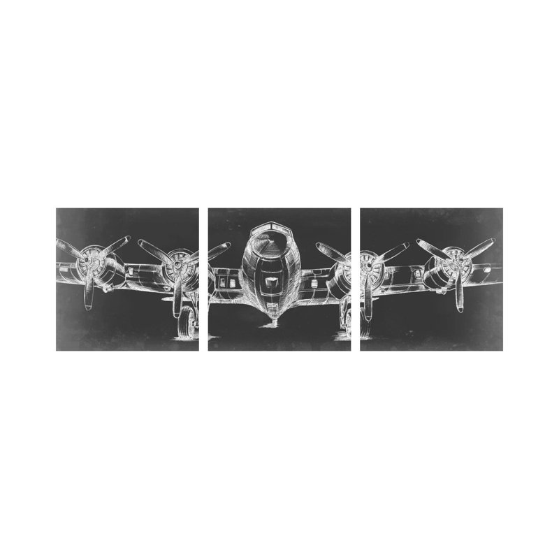 «Graphic Plane Triptych», ensemble d'art mural sur toile tendue (ensemble de 3)