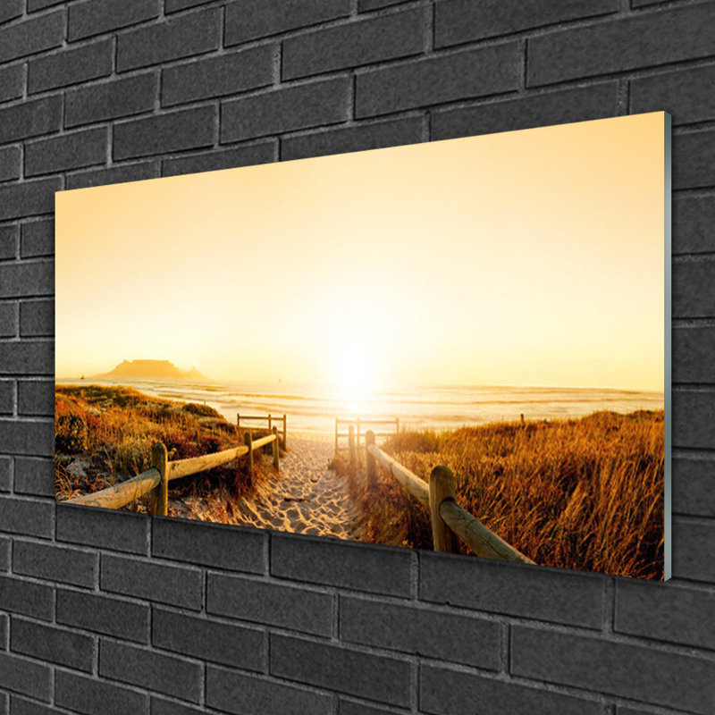 Glass Print Wall Art 100X50cm Image Printed On Glass Decorative Wall Picture Behind Toughened / Tempered Safety Real Glass For Kitchen & Living Room Theme: Footpath Landscape