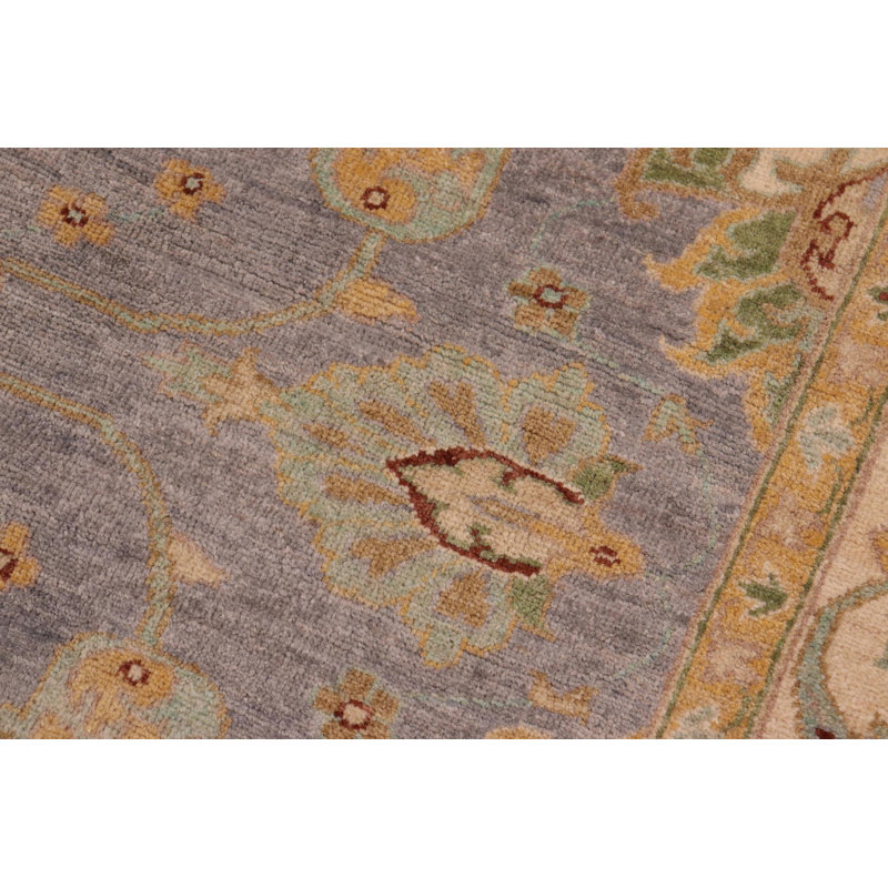 Tapis oriental en laine noué à la main beige / bleu / brun 8 pi 3 po x 9 pi 8 po Baccio