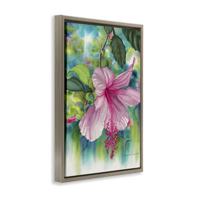 «Delicate Hibiscus Bloom», art mural encadré sur toile flottante, design par Christine Reichow