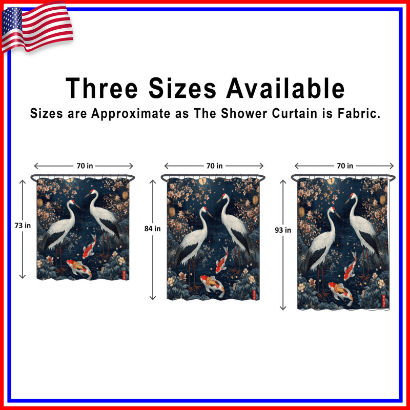 Rideaux de douche Cranes And Koi, L 70 po x H 84 po