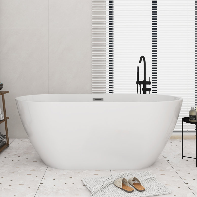 67'' X 31'' Acrylic Freestanding Soaking Bathtub In Glossy White