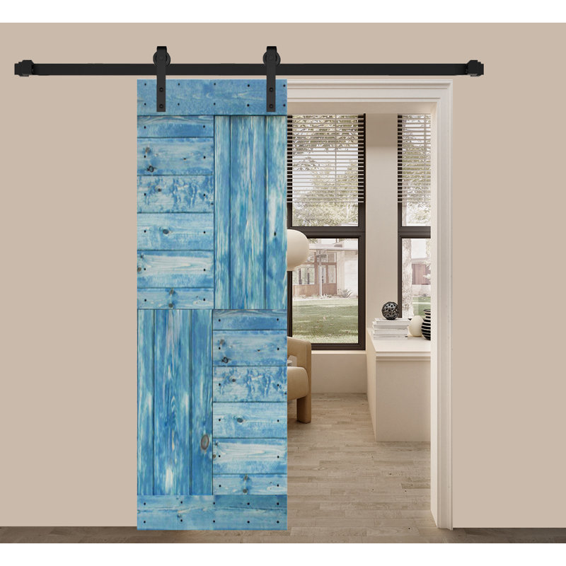 Porte de grange coulissante de style S brevetée sans quincaillerie d'installation (dalle de porte seulement) - Assemblage requis