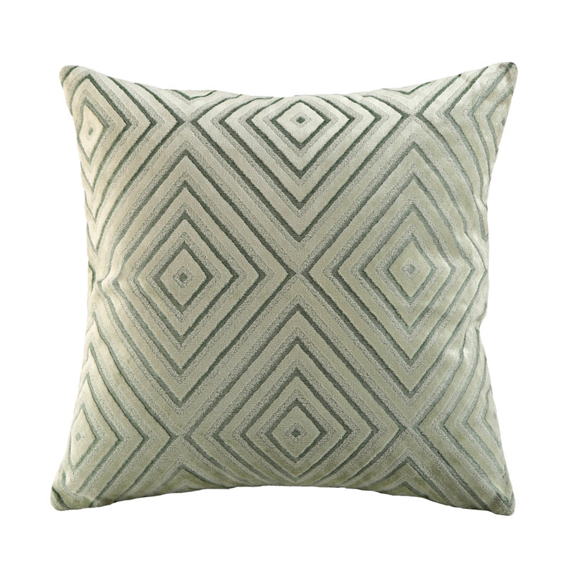Set of 2 diamond-patterned embossed design throw pillow 18"x18" with INSERTs, Green