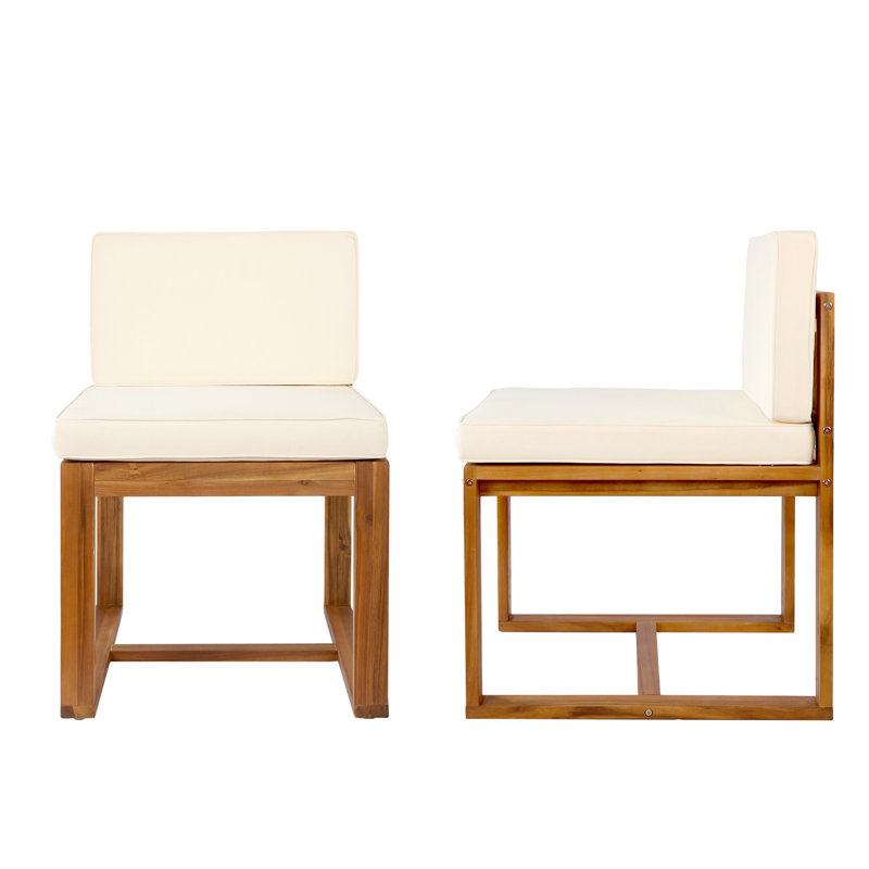2 chaises de patio 2 pièces - L'artisanat du bois, coussin beige, crée un environnement accueillant et confortable de 2 pièces en bois, de couleur élégante