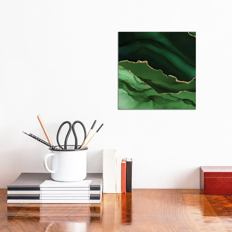 Green Gold Agate Texture XII, 12" H x 12" W x 0.75" D, No Mat, Wrapped Canvas
