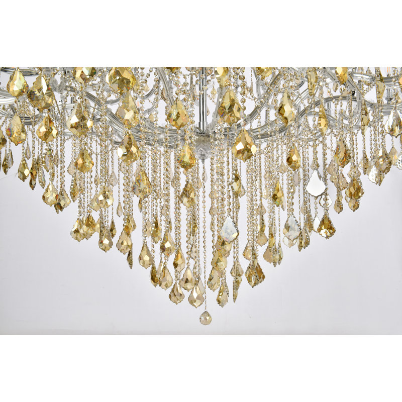 Lustre étagé de style bougie à 85 lumières Stockard, Chrome / teck doré (fumé) / coupe royale