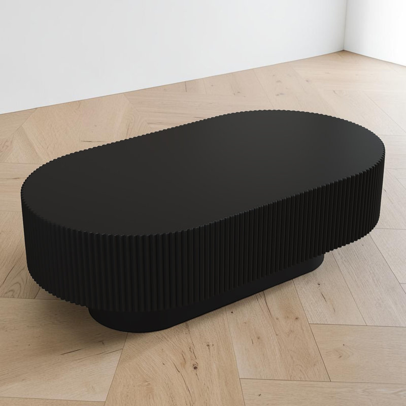 Table basse ovale, 19.52" H x 48.43" W x 26.72" D, Noir / Noir