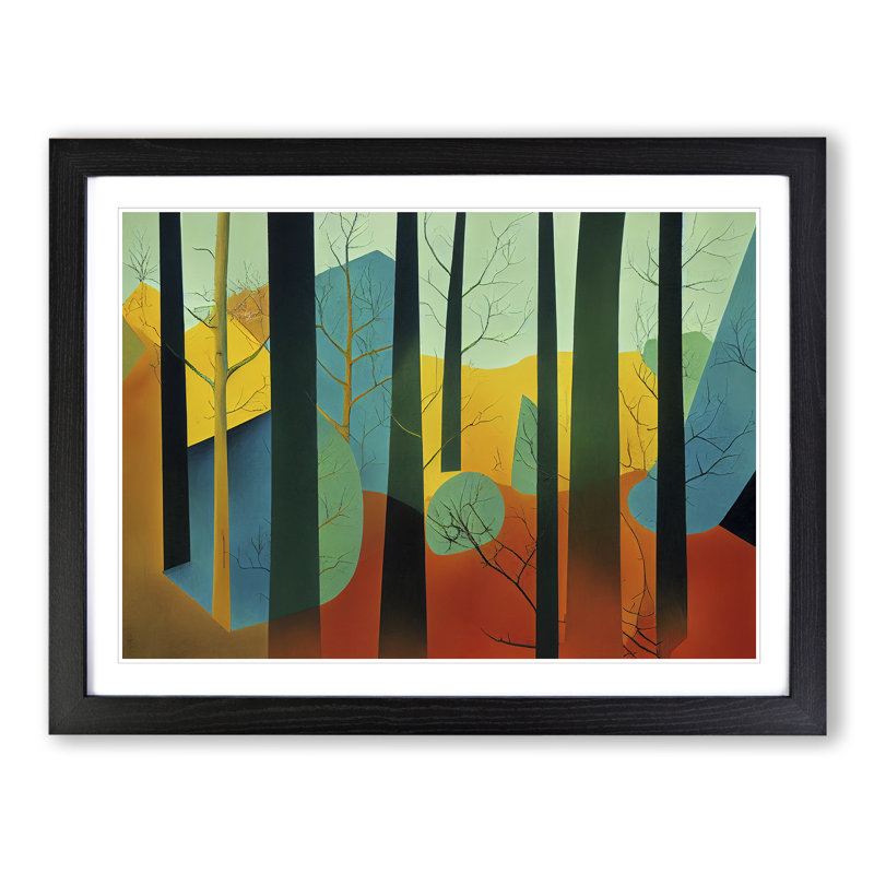 Soulful Abstract Forest - Framed Print, Black, 46cm H x 64cm W x 2cm D