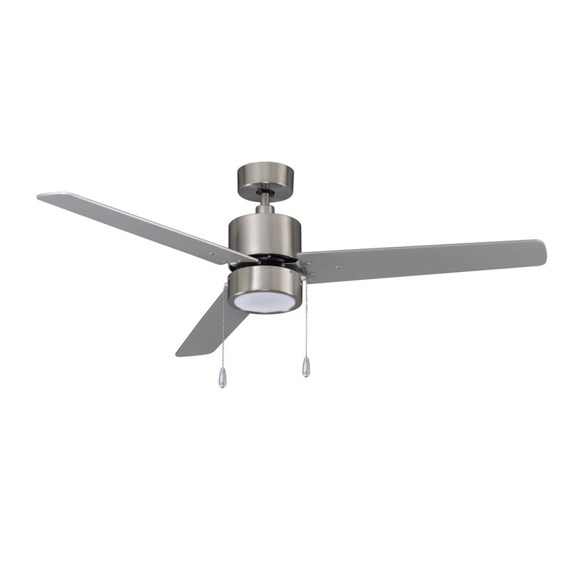 Ventilateur de plafond d'intérieur 3 pales Oliveira, Nickel brossé, Nickel brossé