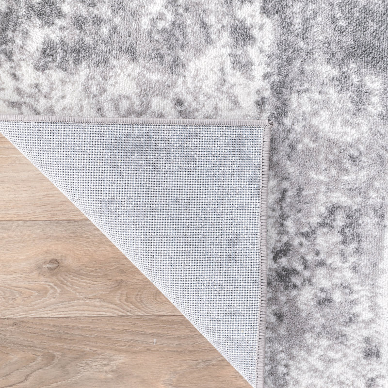 Willington Abstract White/Gray Area Rug, Runner 2' x 7'