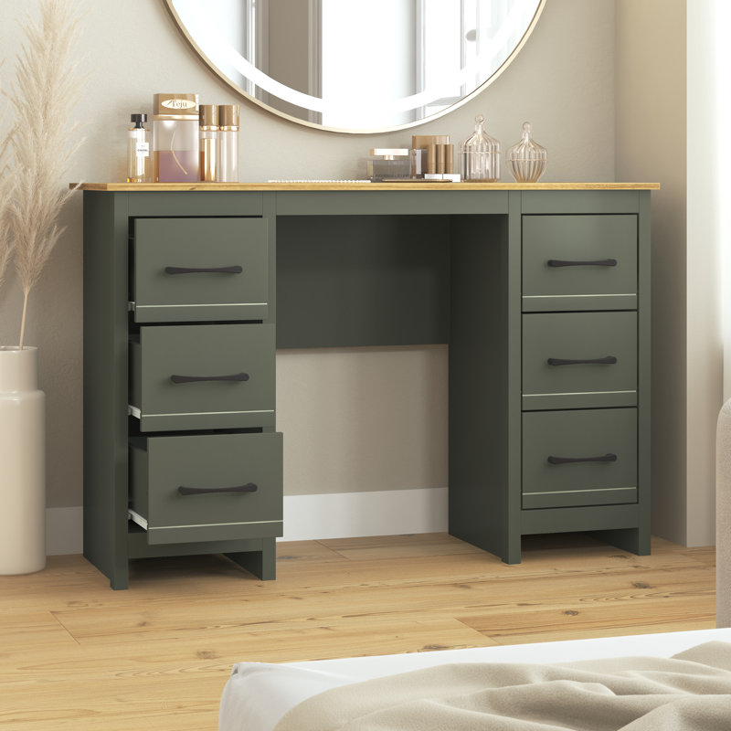 Limestone Alezae  6 Drawers Dressing Table, Kale Green