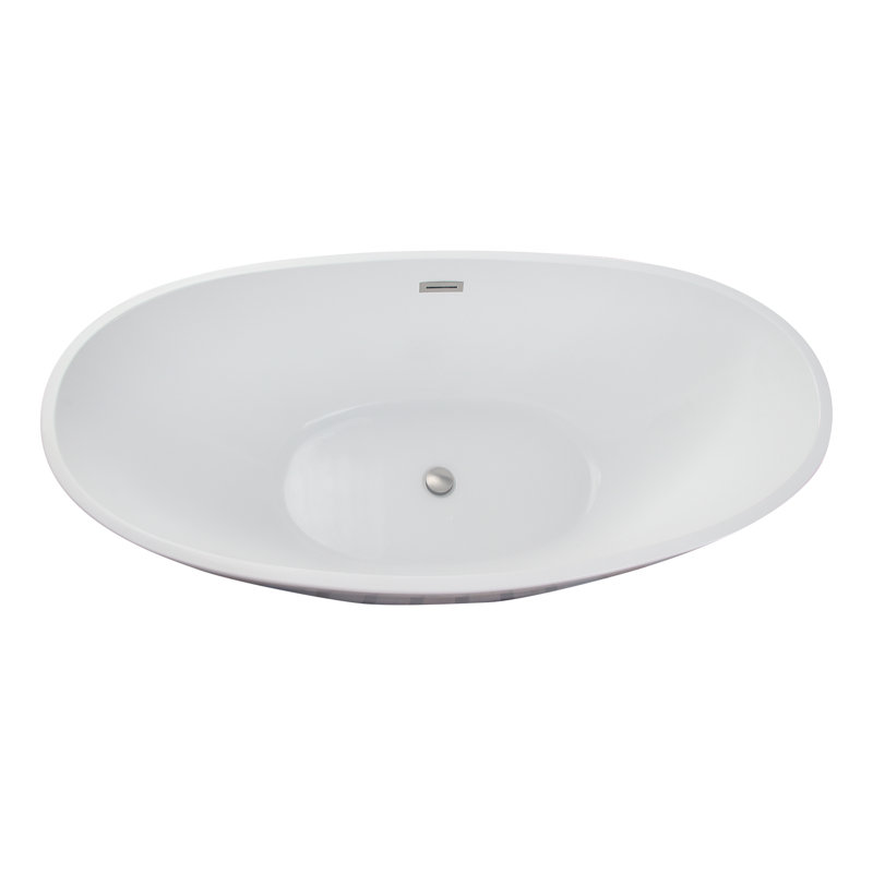 67.25'' x 30.75'' Soaking Acrylic Bathtub, Brushed Nickel