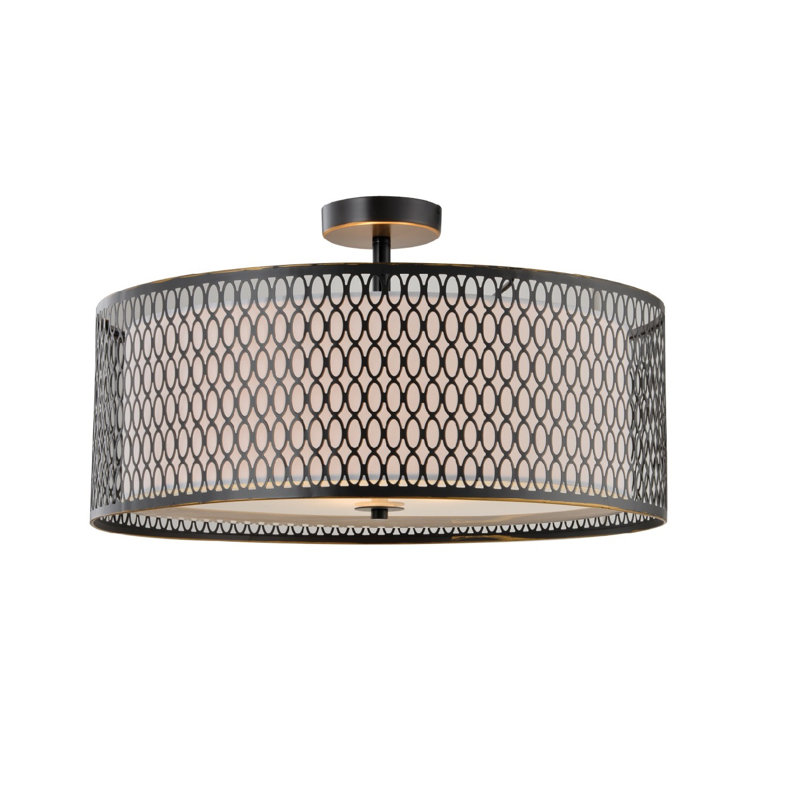 Ferrigno LED Semi Flush Mount, 10" H x 17" W x 17" D , Satin Nickel