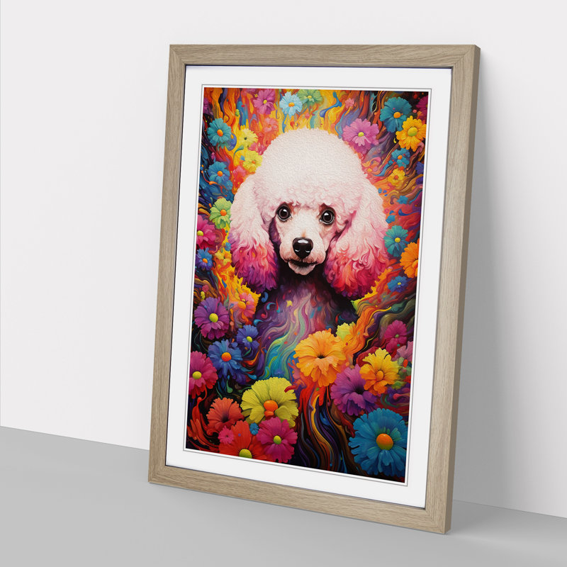 Poodle Colour Field No.2 - Framed Print, Oak, 34cm H x 25cm W x 2cm D
