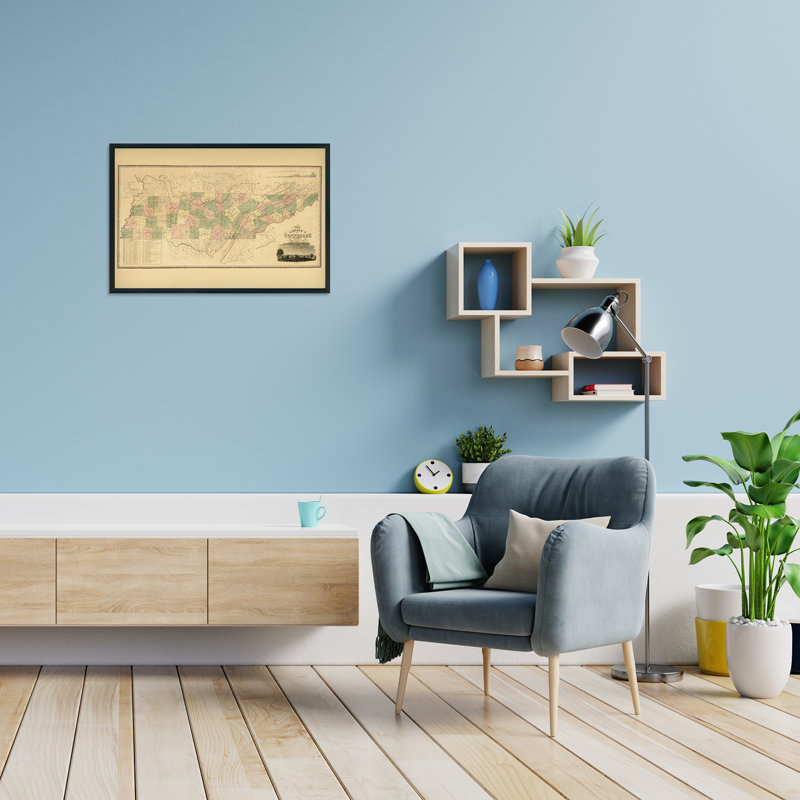 «Tennessee Map 1832», art mural sur papier, H 16 po x l 24 po x P 0,1 po