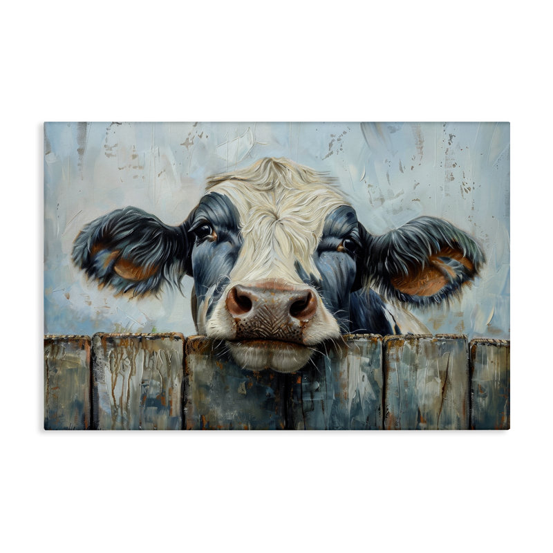 "Howdy Neighbour Cow", art mural par Petals Prints Design, H 16 po x l 24 po