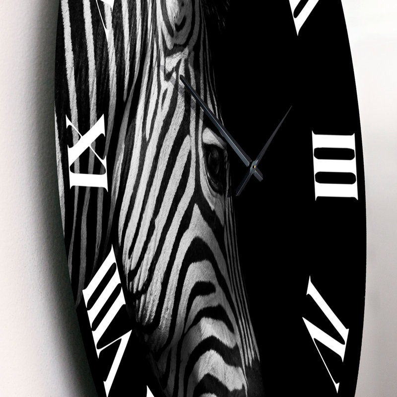 Portrait monochrome de tête de zèbre - Horloge murale de ferme, Moyen