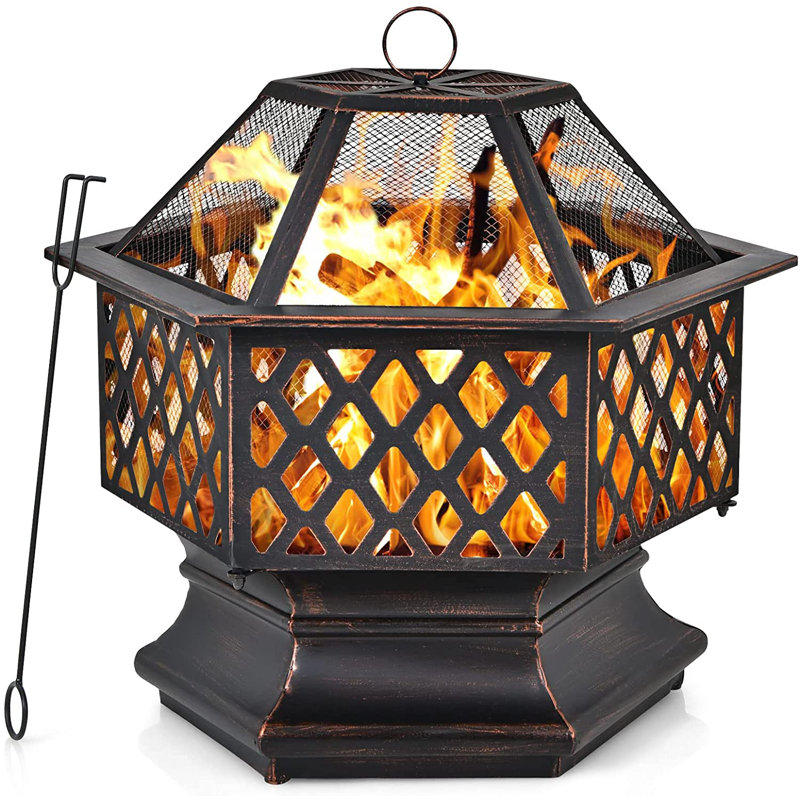 Round Iron Wood Burning Smokeless Fire Pit