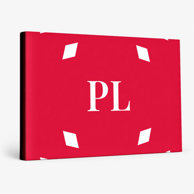 Poland World Flag Luxury Diamond Monogram — White Red — Canvas Wall Art