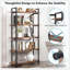 5-Tier Industrial Metal Bookshelf Unit Rustic Brown