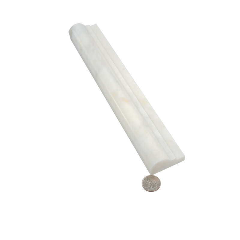 Grandis 12" x 2" Marble Chair Rail Tile Trim in White
