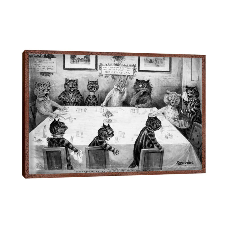 A Christmas Catastrophe - Print on Canvas, 101.6 cm H x 66.04 cm W, Classic Brown Wood Framed