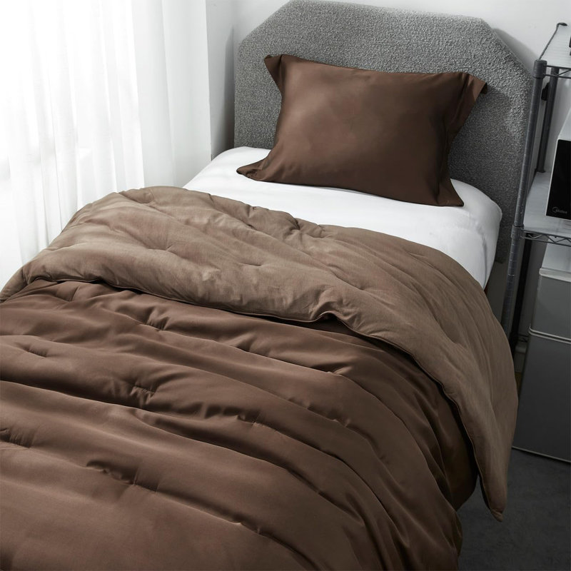 Coma Inducer Cold Pandas Knitting Rayon Oversized Comforter Set, Twin Extra Long Comforter + 1 Standard Sham, Brown