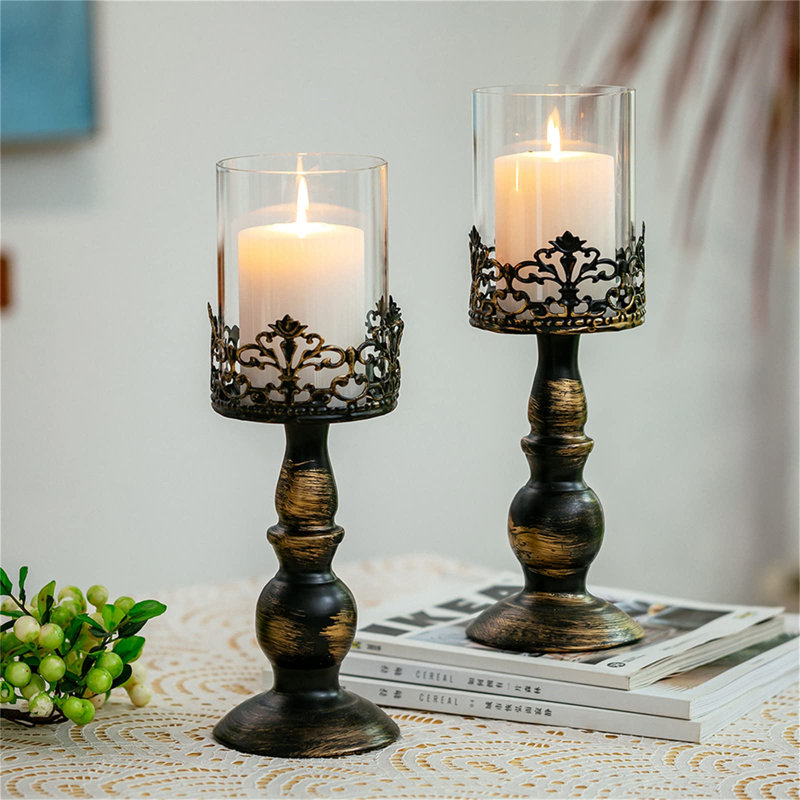 2 Piece Metal Candlestick Set