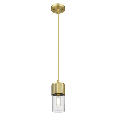 Downtown Urban - Bolivar - Luminaire suspendu 1 lumière de 5 po avec abat-jour 7 po - Finition nickel poli - Abat-jour granuleux