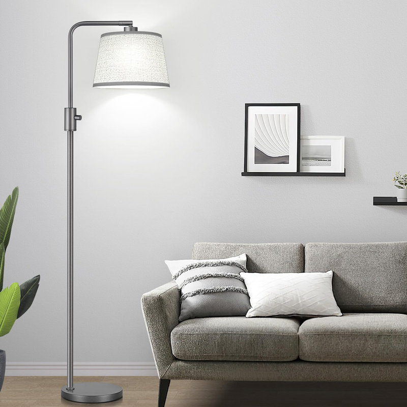 Dimmable Floor Lamp, 1000 Lm Led Edison Bulb Included, Modern Arc Floor Lamps For Living Room Bedroom, Beige, Space Gray