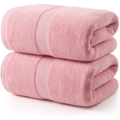2 Pack Bath Towels Set,55X28 Inches,100% Cotton,Lighter Weight,Soft & Highly Absorbent,Quick Dry Towels For Bathroom,Gym, Shower, Hotel,Spa And Daily Use,Pink