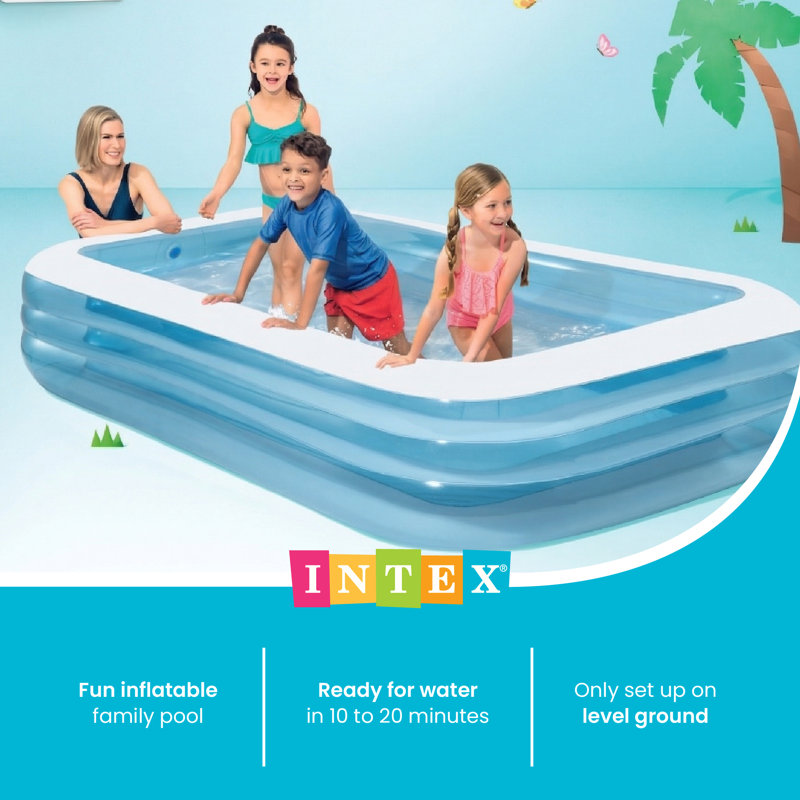 Intex: piscine familiale centrale de nage - 120 x 72 x 22 po - bleu - piscine gonflable, Splash & Wade, jeu aquatique dans la cour, vinyle, parois latérales larges, 277 gallons, enfants de 6 ans et plus