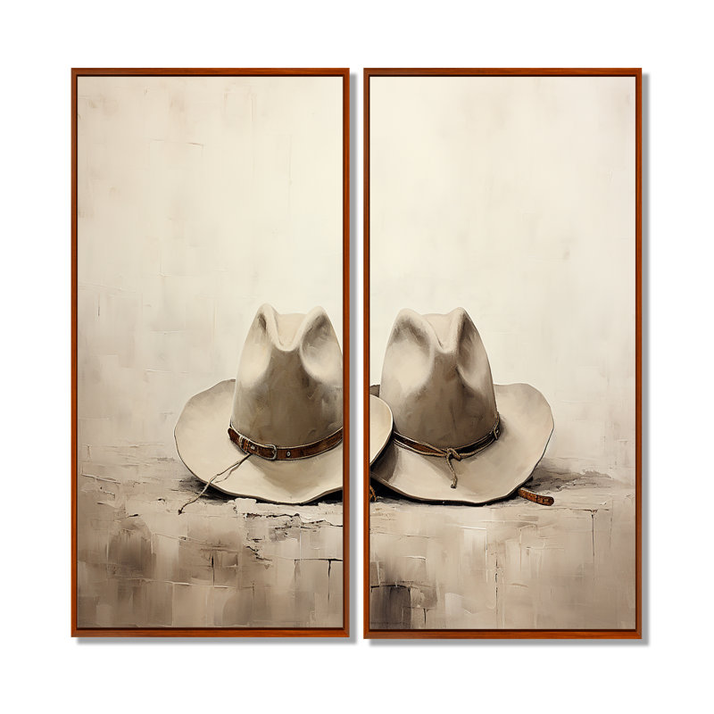 Mariegret - People Cowboys, ensemble de 2 reproductions d'art sur toiles, 32" H x 32" W, Impression encadrée flottante, Brown