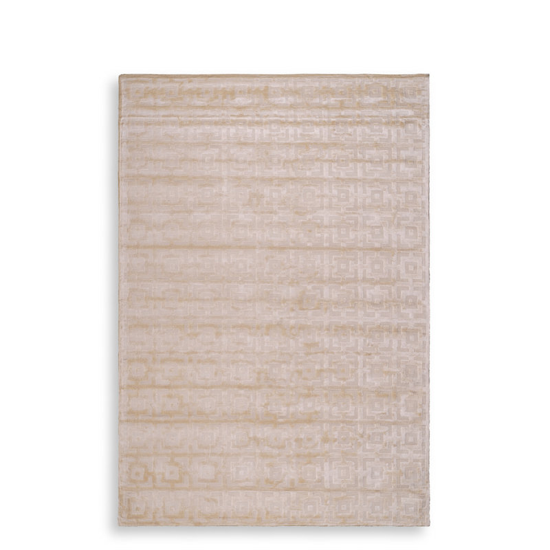 Tapis ivoire noué à la main Reeves, Rectangle 6 pi 6 po x 9 pi 10 po