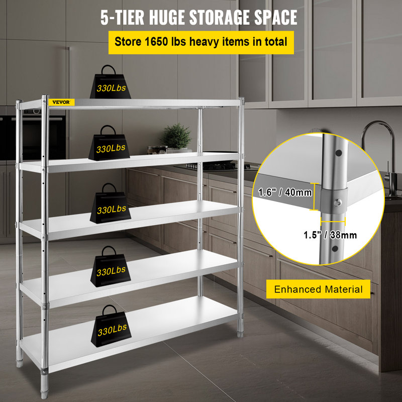 203 cm W Stainless Steel Shelving Unit