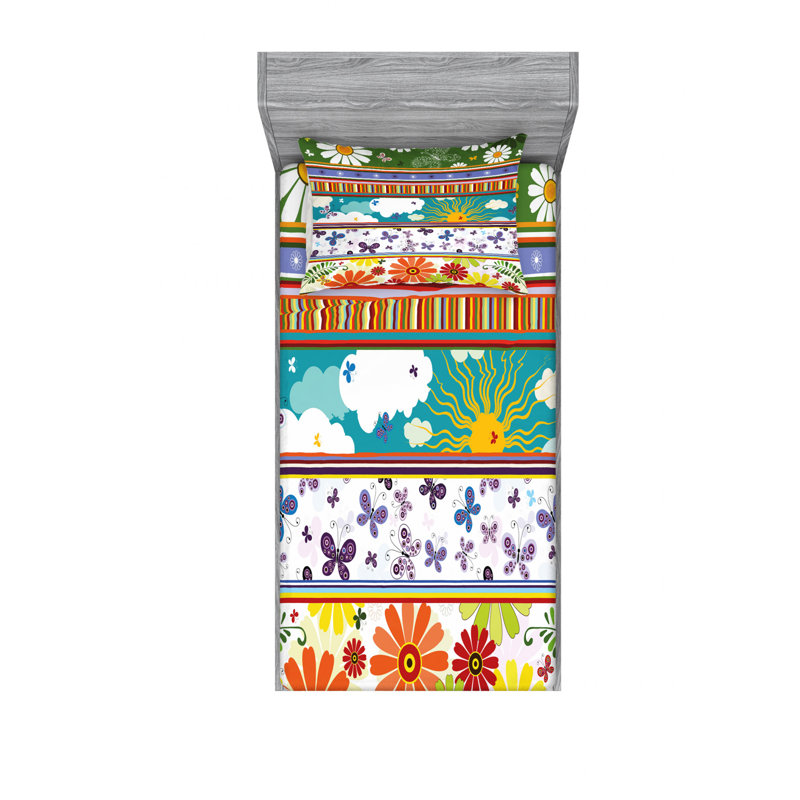 Ensemble de draps Daisy, Ensemble de draps pour lit simple avec drap-housse
