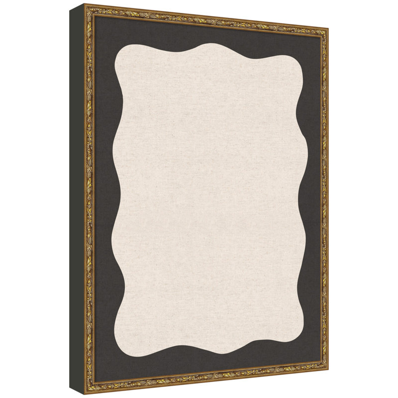 Tableau d'affichage en lin encadré en tissu, Noir / Beige, H 25 po x l 19 po x P 1 po, Belvédère bronze
