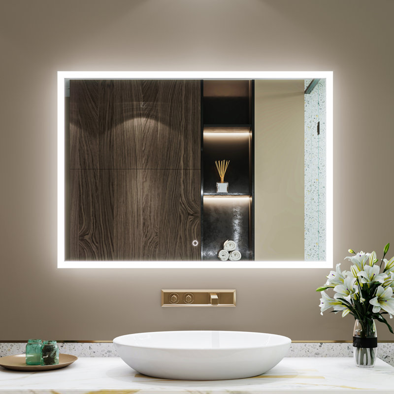 Wall Mounted Makeup LED Bathroom Vanity Mirror With Lights Backlit And Anti-Fog, 30" x 30"