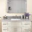 Évier de salle de bain 48 po x l 22 po x 48 po avec comptoir en pierre d'ingénierie gris et comptoir Dosseret en H et trou de robinet pré-percé simple