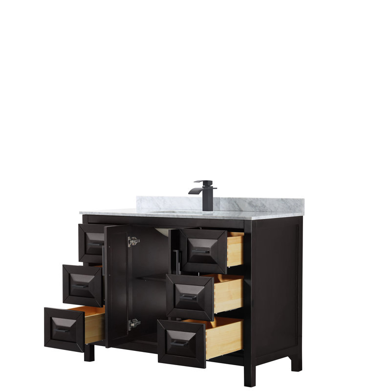 Daria 48'' W Single Vanity, Dark Espresso, Polished Chrome, White Cultured Marble