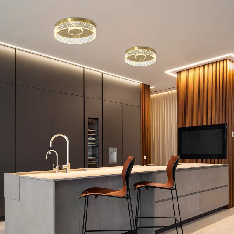 12" Dimmable Integrated LED Flush Mount, Gold
