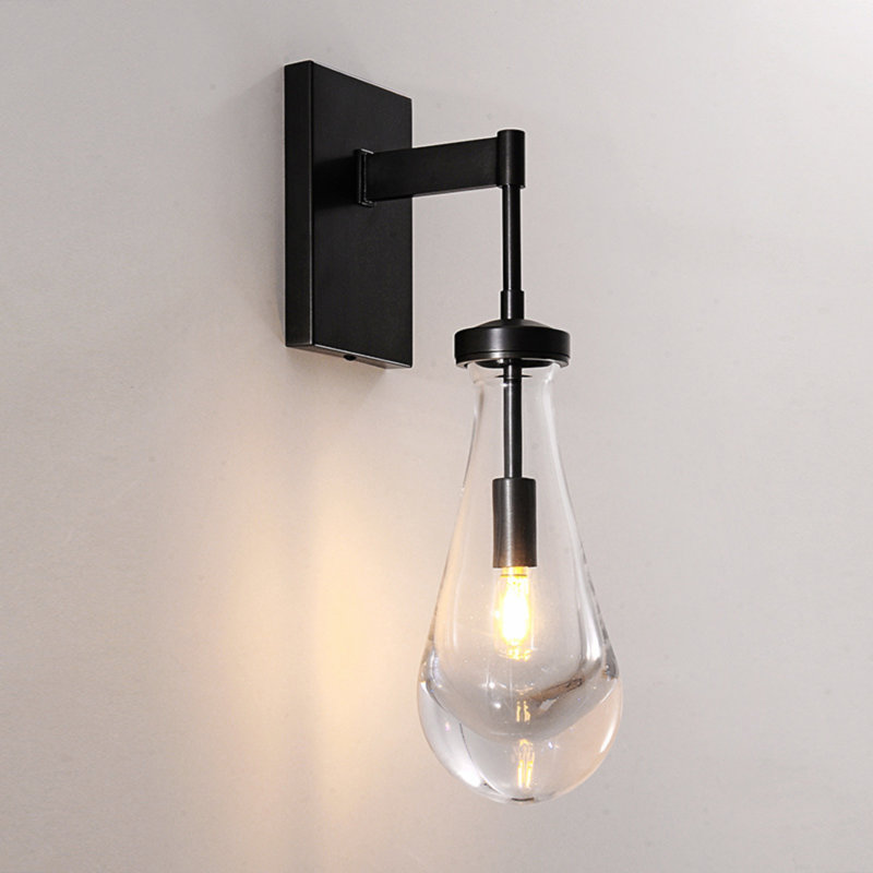 Light Dimmable Teardrop Wall Sconce, 1, Black